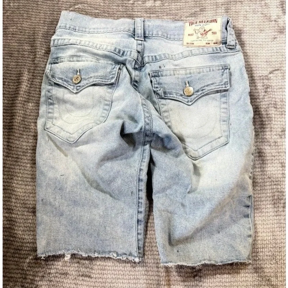 True Religion Rocco Relaxed Skinny Denim Shorts Light Wash Cut Off Mens 30X11